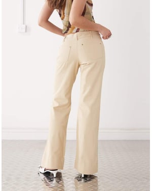 Motel linitra slim flare twill trousers in sand