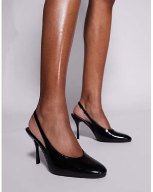 Public Desire Tilapia hög vamp slingback klackskor i svart