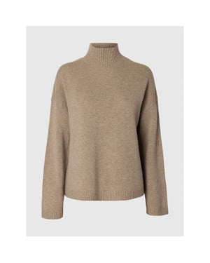 Selected Femme slwcille cashmere blend high neck n 16094759 irish cream