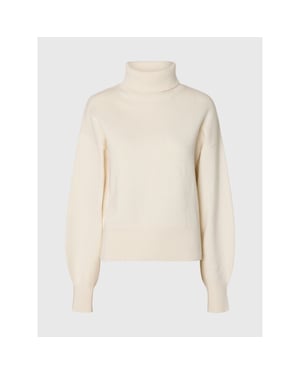 Selected Femme slwellie ls knit roll neck 16101825 egret