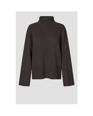 Second Female apha knit t-neck 61110 6146 dark brown