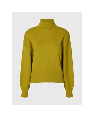 Selected Femme slwellie ls knit roll neck 16101825 avocado oil