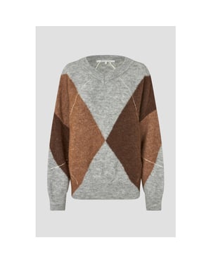 Second Female forca knit v-neck 61034 7001 light grey melange