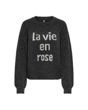Only onltoronto ls text o-neck knt 15378442 dark grey