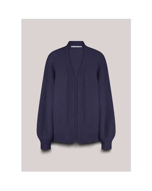 Summum puff sleeve cardigan cozy melange knit 7s5844-7997 495 midnight blue