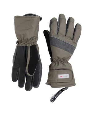 Men's Thinsulate Ski Gloves Waterproof Breathable Touch Strap Winter Mittens Khaki