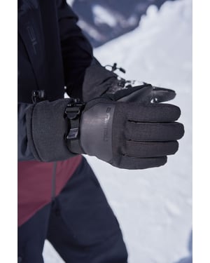 'Apres' Men's Fur Lined Ski Gloves Waterproof Insulated Winter Snow Mittens Black