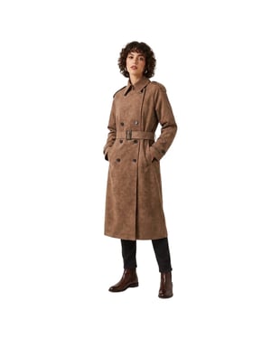 Biba Trenchcoat van kunstleer voor dames (Chocolade)