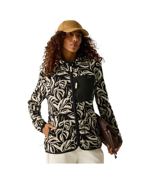 Regatta Womens/Ladies Frankie Leaf Print Full Zip Fleece Jacket (Black/White)