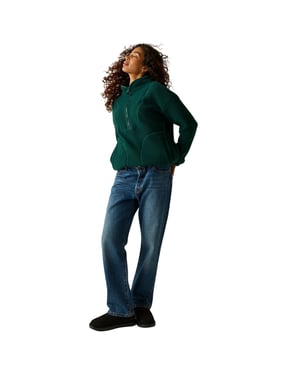 Regatta Womens/Ladies Frankie Borg Half Zip Longline Fleece Top (Deep Pine)