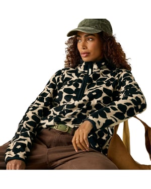 Regatta Frankie Shadow Flower fleece met halve rits voor dames (Zwart, Wit)