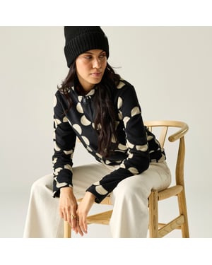 Regatta Dames-fleecejas met halve rits en Orla Kiely Daisy-hoepelprint (Zwart)