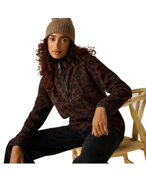Regatta Womens/Ladies Frankie Leopard Print Borg Half Zip Fleece (Brown/Black)