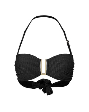 Biba Bikinitop voor dames met gouden details en strik aan de achterkant (Zwart)