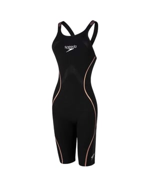 Speedo Intent Streamline eendelig zwempak voor dames (Zwart/Goud)