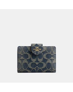 Medium Corner Zip Wallet In Signature Regenerative Cotton Denim