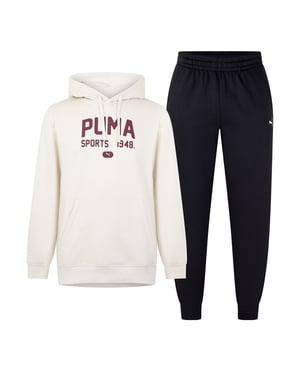 Men's Puma Graphic Hooded Fleece Tracksuit in Alpine Snow