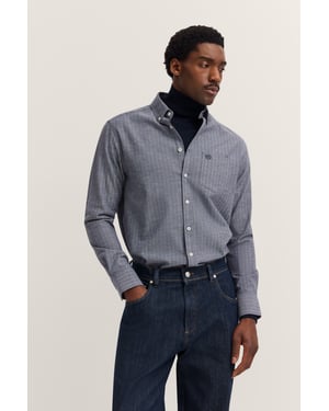 Bugatti Herren Vrijetijdsshirt met lange mouwen in modern fit met button-down kraag