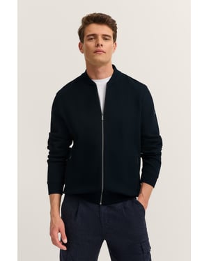 Bugatti Herren Sweatjack met collegekraag en ritssluiting