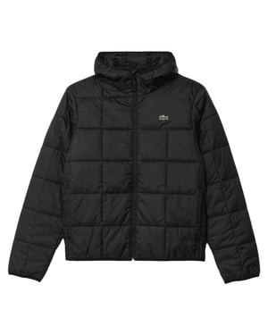 Lacoste Waterproof Logo Hooded Black Puffer Jacket