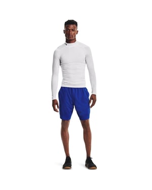 Under Armour HeatGear-basislaagshirt voor heren met hoge kraag, raglanmouwen en lange mouwen (Wit)
