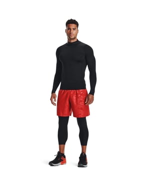Under Armour HeatGear-basislaagshirt voor heren met hoge kraag, raglanmouwen en lange mouwen (Zwart)