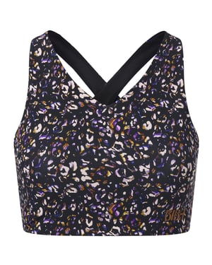 Biba Sportbeha voor dames met V-hals en luipaardprint uit de Move-collectie (Zwart)