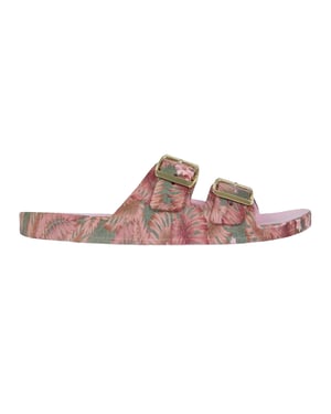 Biba Biba-slippers met dubbele bandjes voor dames (Roze/Groen)