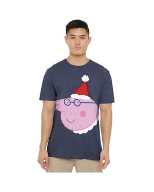Peppa Pig Unisex Adult Papa Varken Kerstmuts Heather T-Shirt (Marine)