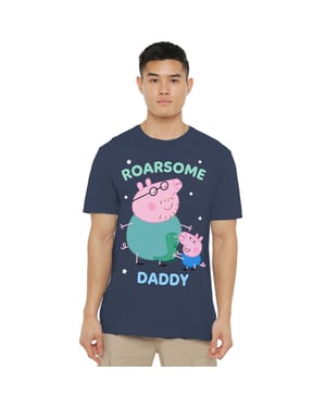 Peppa Pig Unisex Adult Roarsome Daddy Pig T-Shirt (Heide-Marine)