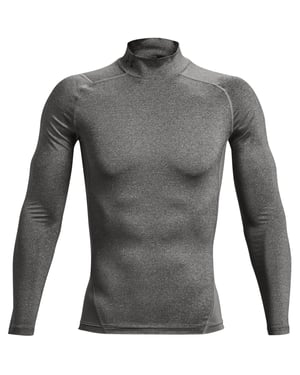 Under Armour HeatGear-basislaagshirt voor heren met hoge kraag, raglanmouwen en lange mouwen (Koolstof)