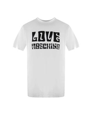 Love Moschino Heren Logo Premium Katoenen T-Shirt (Wit)