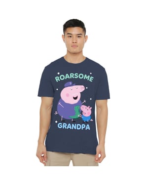 Peppa Pig Unisex volwassen Roarsome Opa Varken T-Shirt (Heide-Marine)