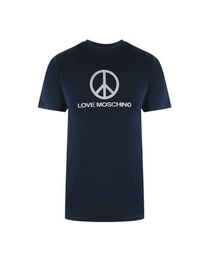 Love Moschino Heren Vredessymbool T-Shirt (Marineblauw)