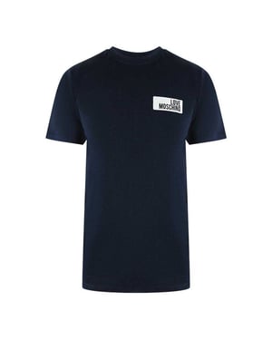 Love Moschino Heren T-shirt met blokjeslogo (Marineblauw)