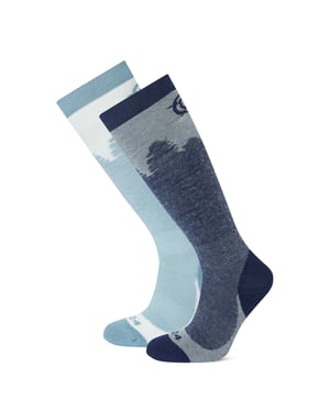 Aprica 2 Pack Womens Ski Sock - Oxford Blue/Mist Grey