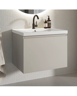 Mirlux Badkamermeubel vino 60cm taupe wastafel wit