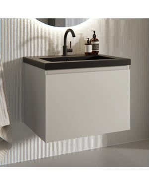 Mirlux Badkamermeubel vino 60cm taupe wastafel zwart