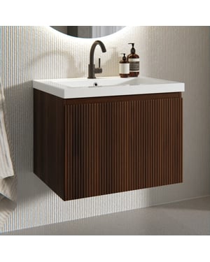 Mirlux Badkamermeubel vino 60cm walnoot wastafel wit