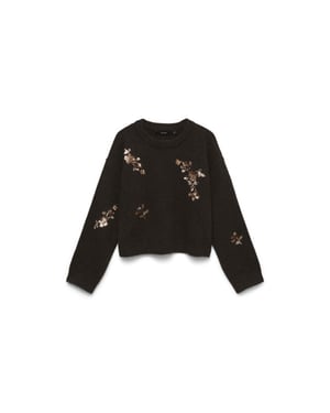 Vero Moda vmamelia ls o-neck sequince pullove 10350410 chocolate torte