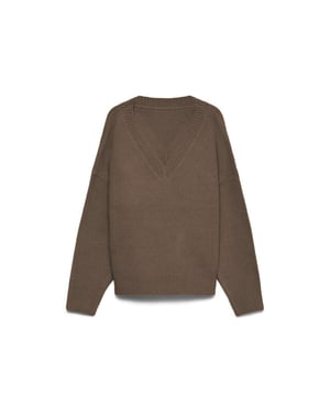 Vero Moda vmsif ls v-neck pullover noos 10354013 cocoa brown