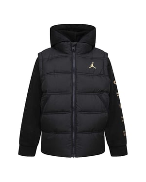 Nike Air Jordan-pufferjas voor kinderen (Zwart/Goud)