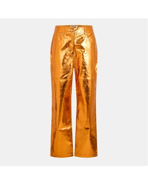 Women's AmyLynn Metallic Patterned Straight Trousers in Orange