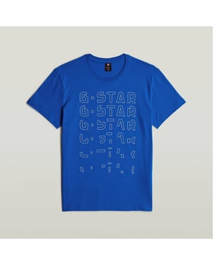 Men's G Star Regular Fit Lettering Crew Neck T-Shirt in Lapis Blue