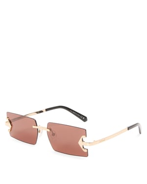 Accessories Off White Surprise Rectangle Rimless Sunglasses in Gold Brown