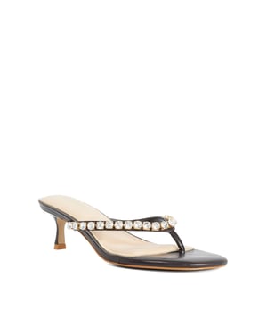 Dune Ladies Mimis - Leather Jewel Strap Kitten Heel Thongs