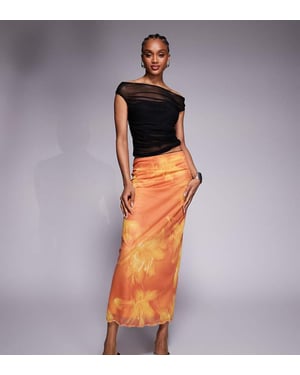 ASOS DESIGN Tall mesh midi skirt in oversized floral print