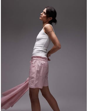 Tommy Jeans linen boxer shorts in pink and white stripe