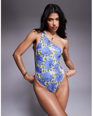 ASOS DESIGN Hera assymetric swimsuit in floral