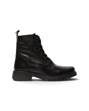 Fly London Dames leren veterenkellaarsjes met hak in zwart - RAMY488